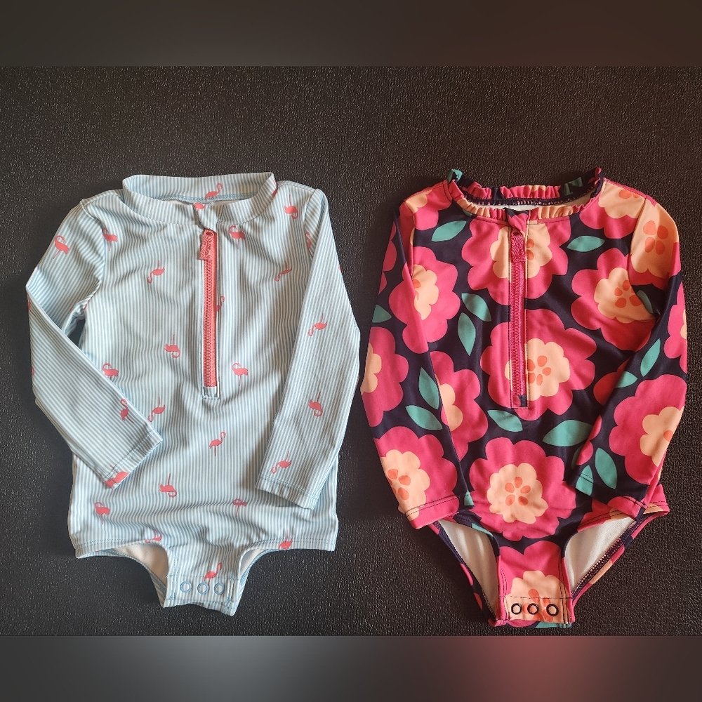 Carter's Just One You Toddler Girls' Long Sleeve One Piece Rash Guard Set Of Two